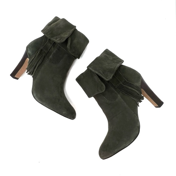 NEW Johnston & Murphy Keaton Cuff Bootie Size 9 Olive Green Suede Ankle Boot New - Picture 1 of 7